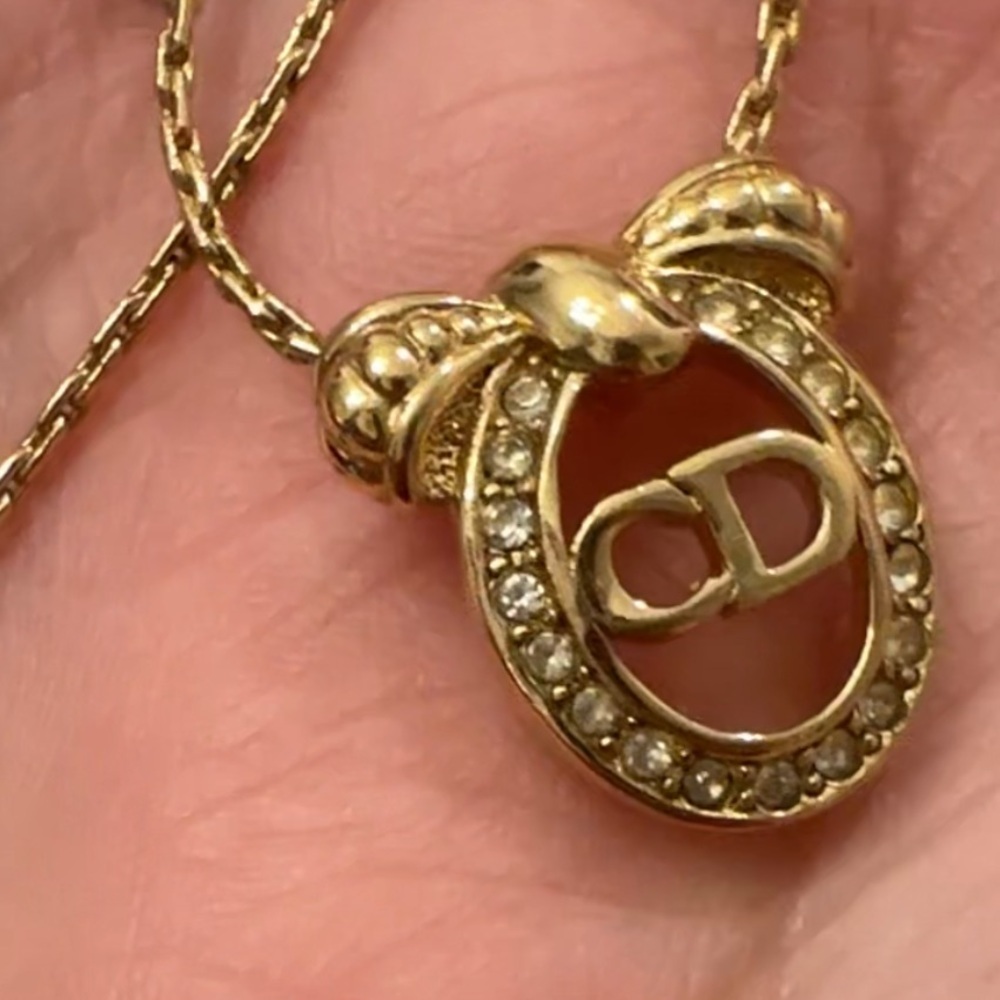Christian Dior necklace Bow necklace crystal necklace vintage Dior necklace - Picture 6 of 8